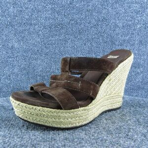 UGG Tawnie Espadrille‎ Women Slide Sandal Shoes Brown Leather Size 7 Medium